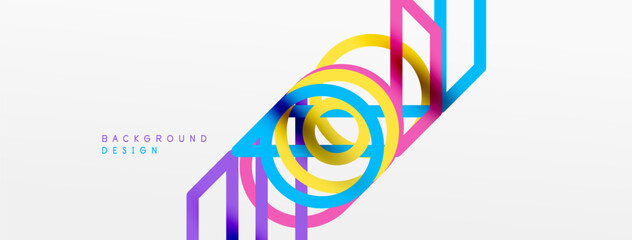 Aufkleber - Abstract background - colorful circle lines technology or business digital template