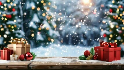 empty podium showcase for product with christmas background, products display for christmas, new yea
