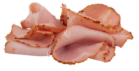 Wall Mural - Fresh smoked ham cut out isolated transparent background