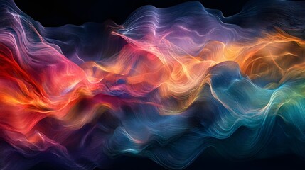 Wall Mural - 81. Dynamic wave patterns in vivid hues interacting in a clear, transparent space