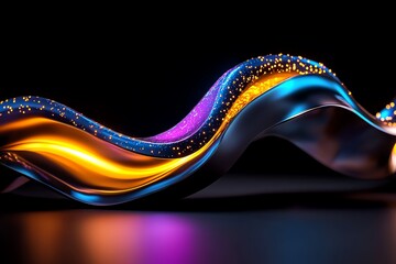 Aufkleber - Vibrant wave of abstract colors flowing elegantly across a dark background, showcasing modern artistic design and luminous beauty.