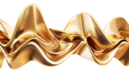 Wall Mural - A flowing, golden fabric wave with smooth curves and reflections.