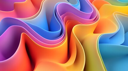 Wall Mural - 47. 3D abstract curves in bright colors forming a mesmerizing wave-like pattern