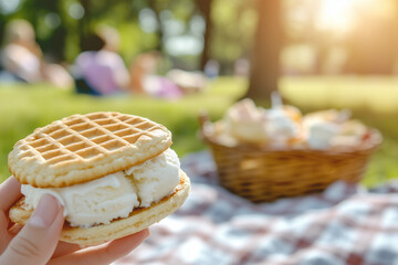 waffles with cream