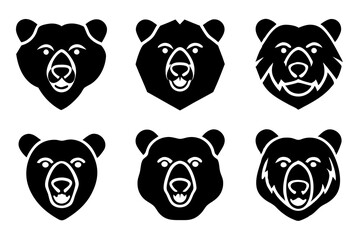 Wall Mural - Set of Bear head icon silhouette vector illustration