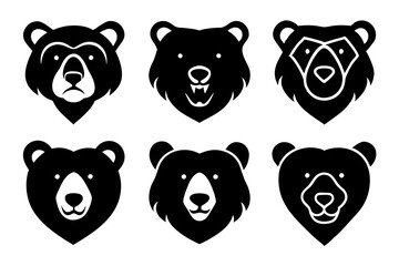 Wall Mural - Set of Bear head icon silhouette vector illustration