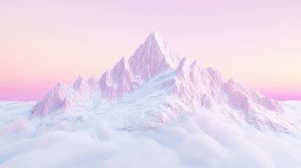 Sticker - Mountain Peak Above Clouds at Sunset with Pink Sky