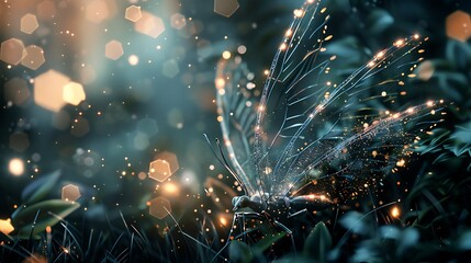 Poster - Glowing Butterfly in a Dreamlike Setting