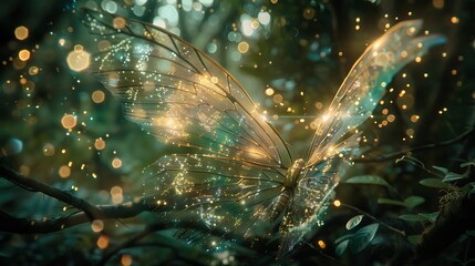 Wall Mural - enchanted butterfly in a magical forest