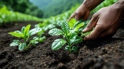 Sticker - Hands Planting Seedlings in a Green Field