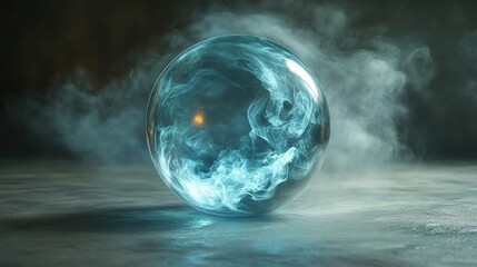 Wall Mural - Mystical Glass Sphere with Glowing Smoke