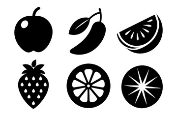 Wall Mural - Set of fruit icons silhouette vector illustration