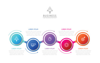 Fototapete - Vector infographic business presentation template with circular interconnection with 5 options.