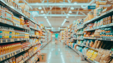 Blurred View of Grocery Store Aisle