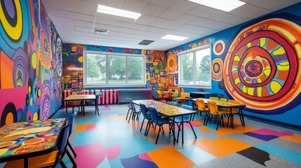 Wall Mural - Colorful Classroom Interior.