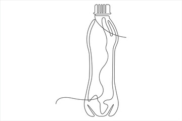 Plastic bottle continuous one line drawing of design outline vector illustration
