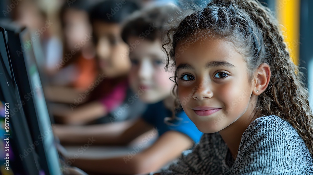 Young Girl Learning to Code in a Classroom Stock Photo | Adobe Stock