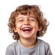 © paper later - Portrait of a Young Boy with Curly Hair Laughing Joyfully