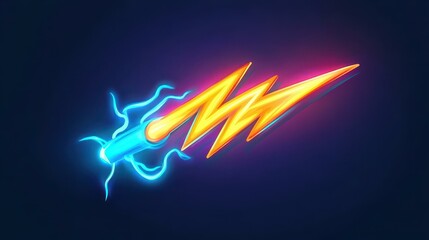 Wall Mural - a vibrant neon bolt sign illuminates the dark space, adding a modern and stylish touch to any decor 