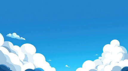 Sticker - Enjoy a serene scene of bright blue skies and fluffy clouds, crafted with cheerful flat illustrations for a calming vibe.