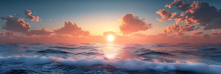 Sticker - A serene sunset over the ocean, with vibrant colors and gentle waves.