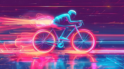 Sticker - Cyclist In Neon Lights.