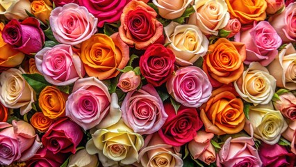 Poster - Flowers wall background featuring stunning roses , floral, garden, nature, bouquet, vibrant, petal, blooming, romantic