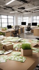 Interior of an office with an eco-friendly environment.