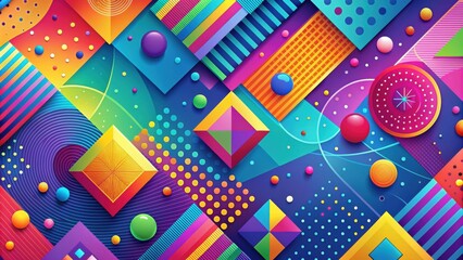 Poster - Vibrant and colorful abstract background with geometric shapes and patterns, bright, abstract, background, colorful, vibrant