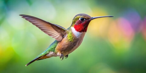 A beautiful hummingbird gracefully hovering in mid-air, hummingbird, flight, mid-air, wings, bird, nature, wildlife, colorful, feathers