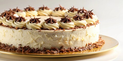 Poster - Vanilla cake with chocolate shavings on top, vanilla, cake, dessert, sweet, baked, confectionery, chocolate, shavings