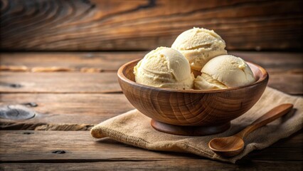 Canvas Print - Creamy ice cream duo in a rustic bowl , creamy, ice cream, duo, rustic, bowl, dessert, sweet, creamy texture