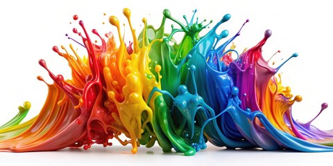 Wall Mural - Colorful paint spill isolated on background, splatter, vibrant, liquid, messy, dripping, colorful, art, spill