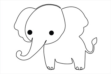 Wall Mural - Continuous one line drawing of elephant wildlife animal concept. vector minimalism linear illustration