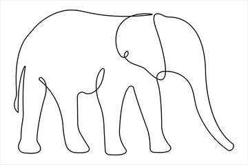 Wall Mural - Continuous one line drawing of elephant wildlife animal concept. vector minimalism linear illustration