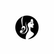 © Indri - Black and White Illustration of a Woman's Profile with a Music Note in her Hair