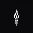 © Indri - White Torch Flame Icon on Black Background