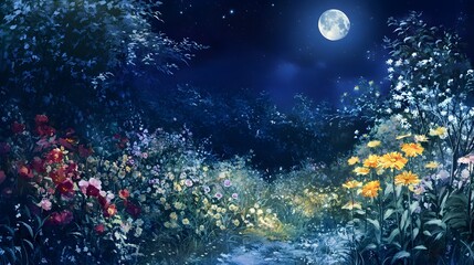 Sticker - Moonlit Garden Path.