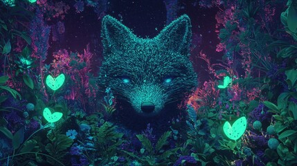 Sticker - Mystical Fox in a Glowing Garden