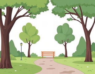 Wall Mural - there is a park with a bench and trees on the side.