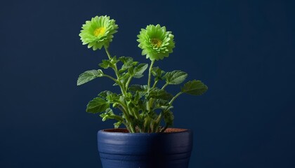  Fresh blooms in a blue vase