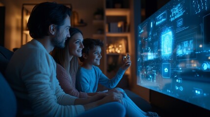 Family Watching Smart Home