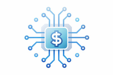 3D Icon as AI algorithm and dollar sign concept as An AI algorithm icon paired with a dollar sign symbolizing the integration of artificial intelligence in financial transactions ideal for isolated ve