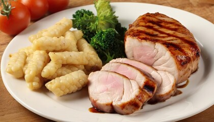  Delicious grilled pork chops with roasted corn and broccoli