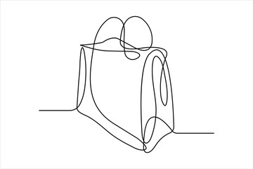 Wall Mural - Continuous single line drawing of shopping bag design. Simple paper bag one line vector illustration
