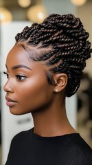 Wall Mural - A woman with a braided updo in her hair