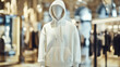 © Nattawut - Mock up replica hoodie in stainless steel mannequin standing in luxurious shop.