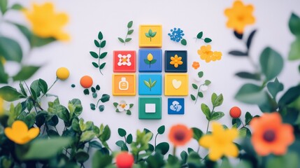 Poster - Colorful Flower Icons.