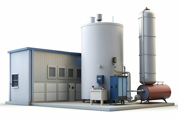 Wall Mural - 3D Icon as Electric boiler and industrial warehouse concept as An electric boiler paired with an industrial warehouse representing the use of eco friendly heating in manufacturing ideal for clean and 