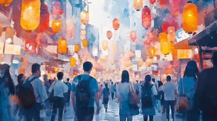 Poster - City Lights and Lanterns.